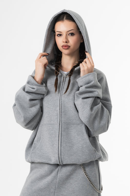 UNSOLVED GREY BLANC ZIP HOODIE