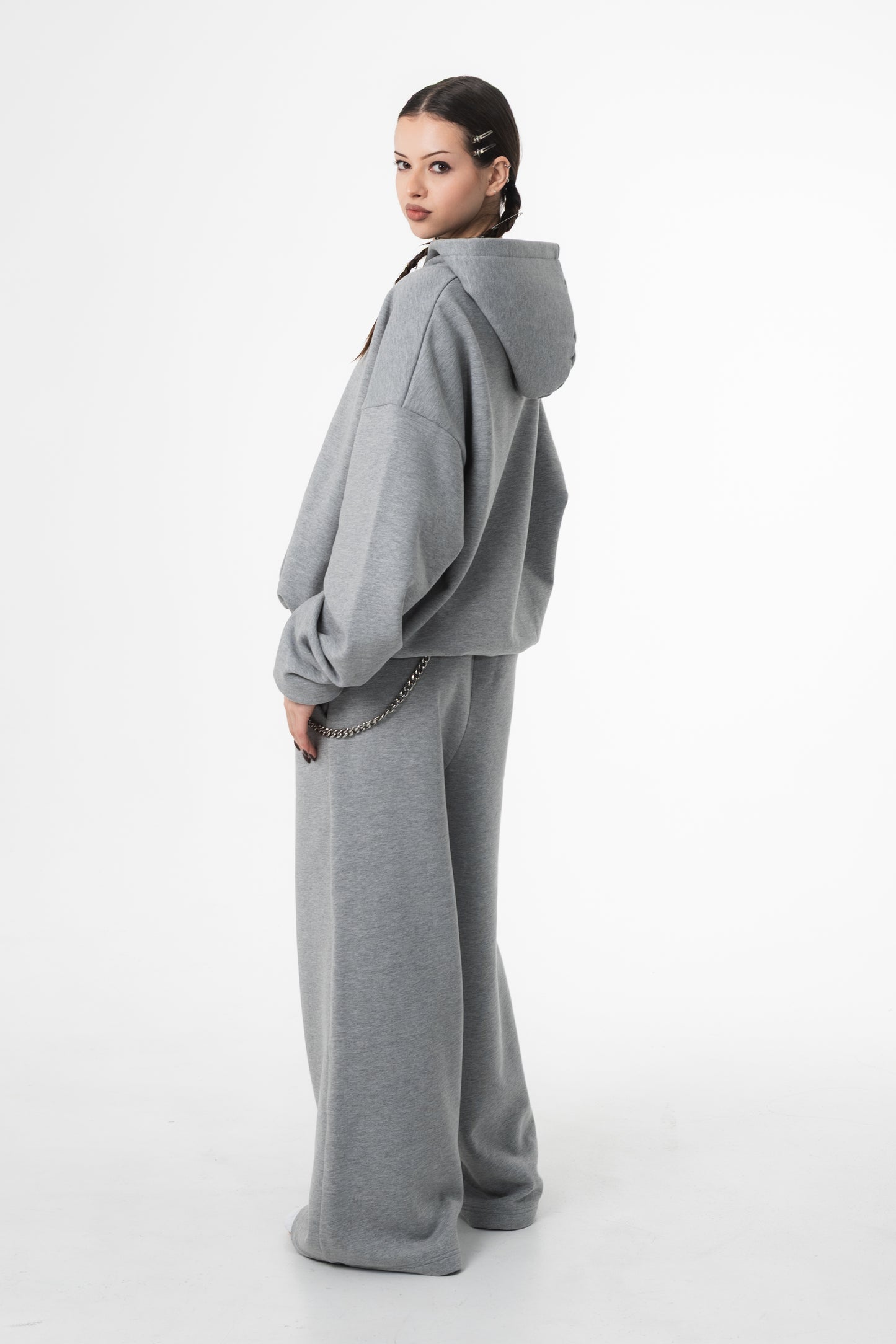 UNSOLVED GREY BLANC ZIP HOODIE