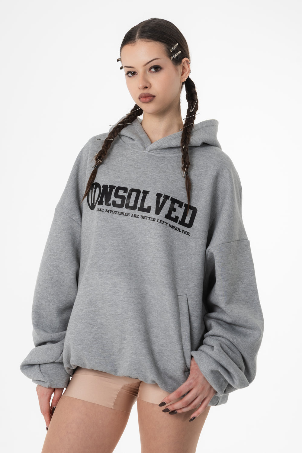 UNSOLVED SIGNATURE GREY LOGO HOODIE