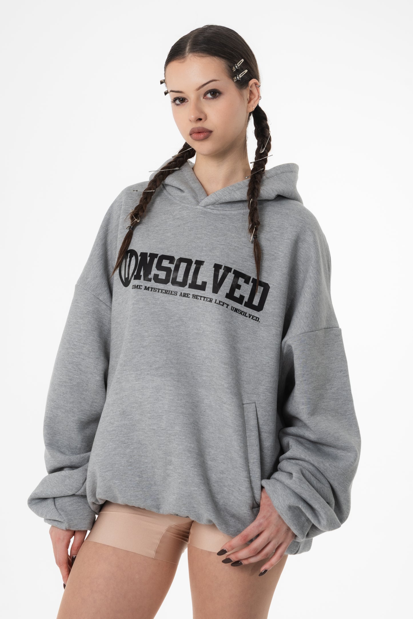 UNSOLVED SIGNATURE GREY LOGO HOODIE