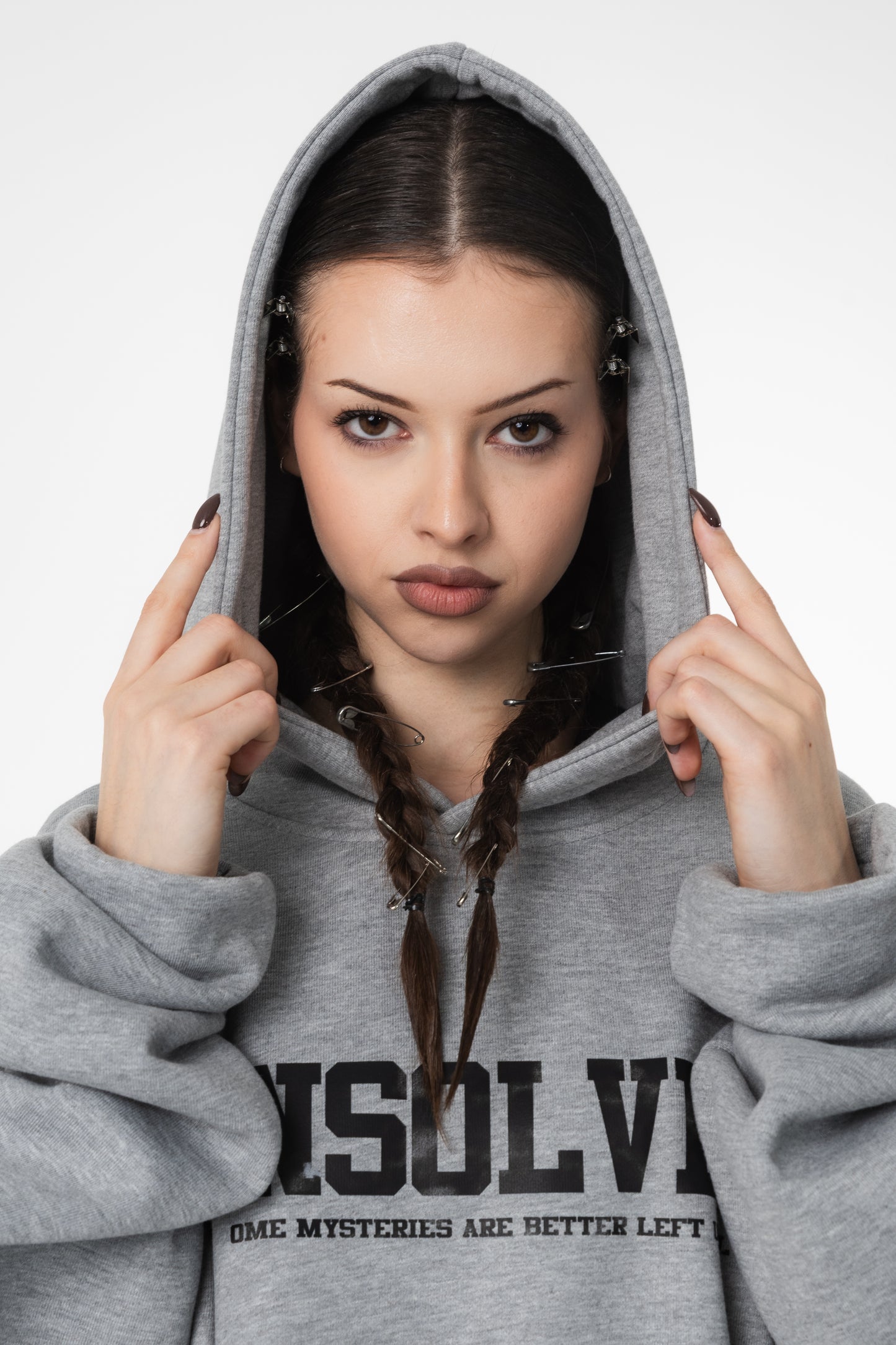 UNSOLVED SIGNATURE GREY LOGO HOODIE