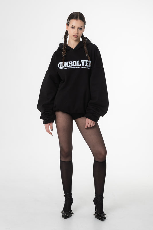 UNSOLVED SIGNATURE BLACK LOGO HOODIE