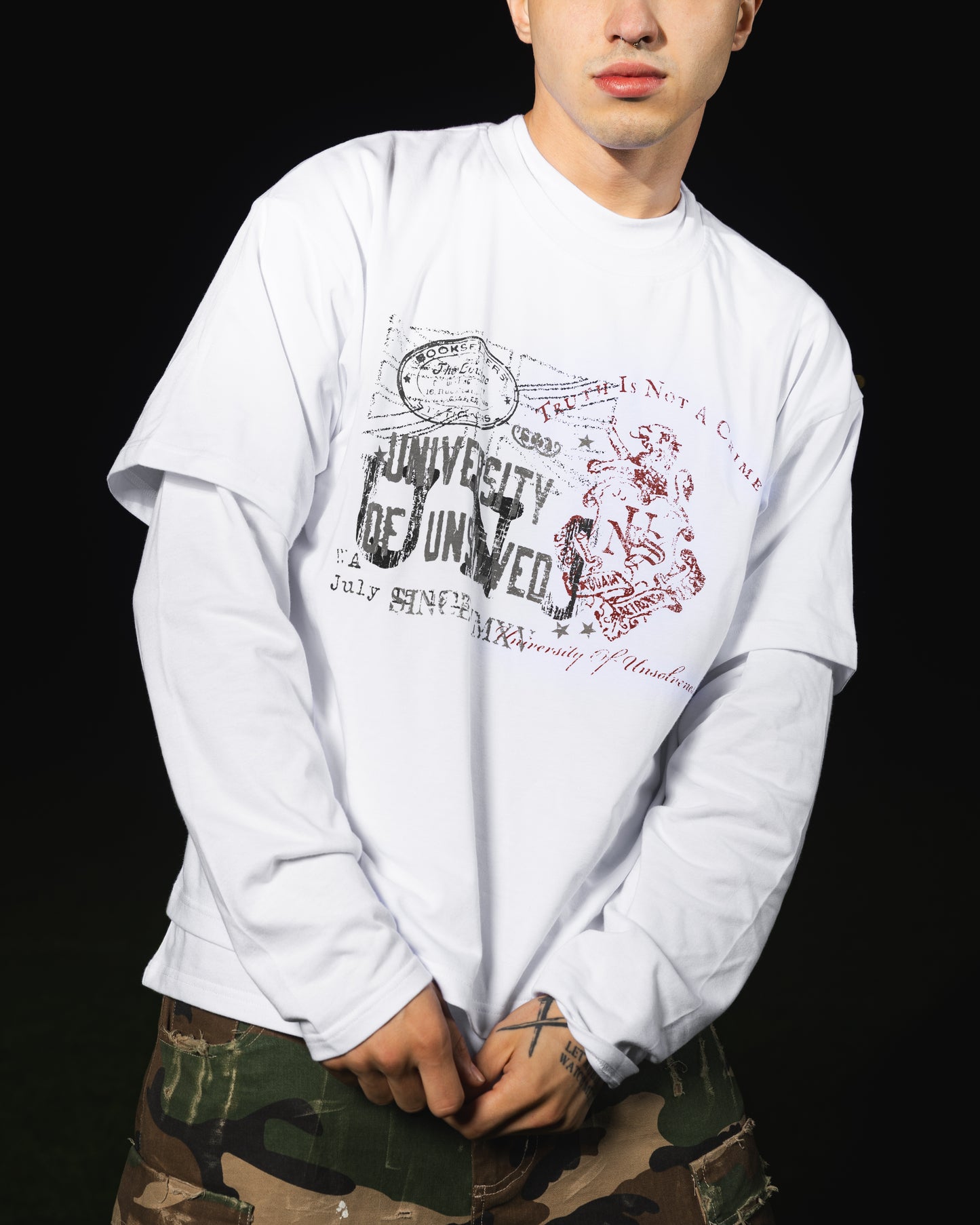 UNSOLVED UNIVERSITY WHITE T-SHIRT