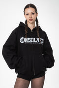UNSOLVED SIGNATURE LOGO BLACK ZIP HOODIE