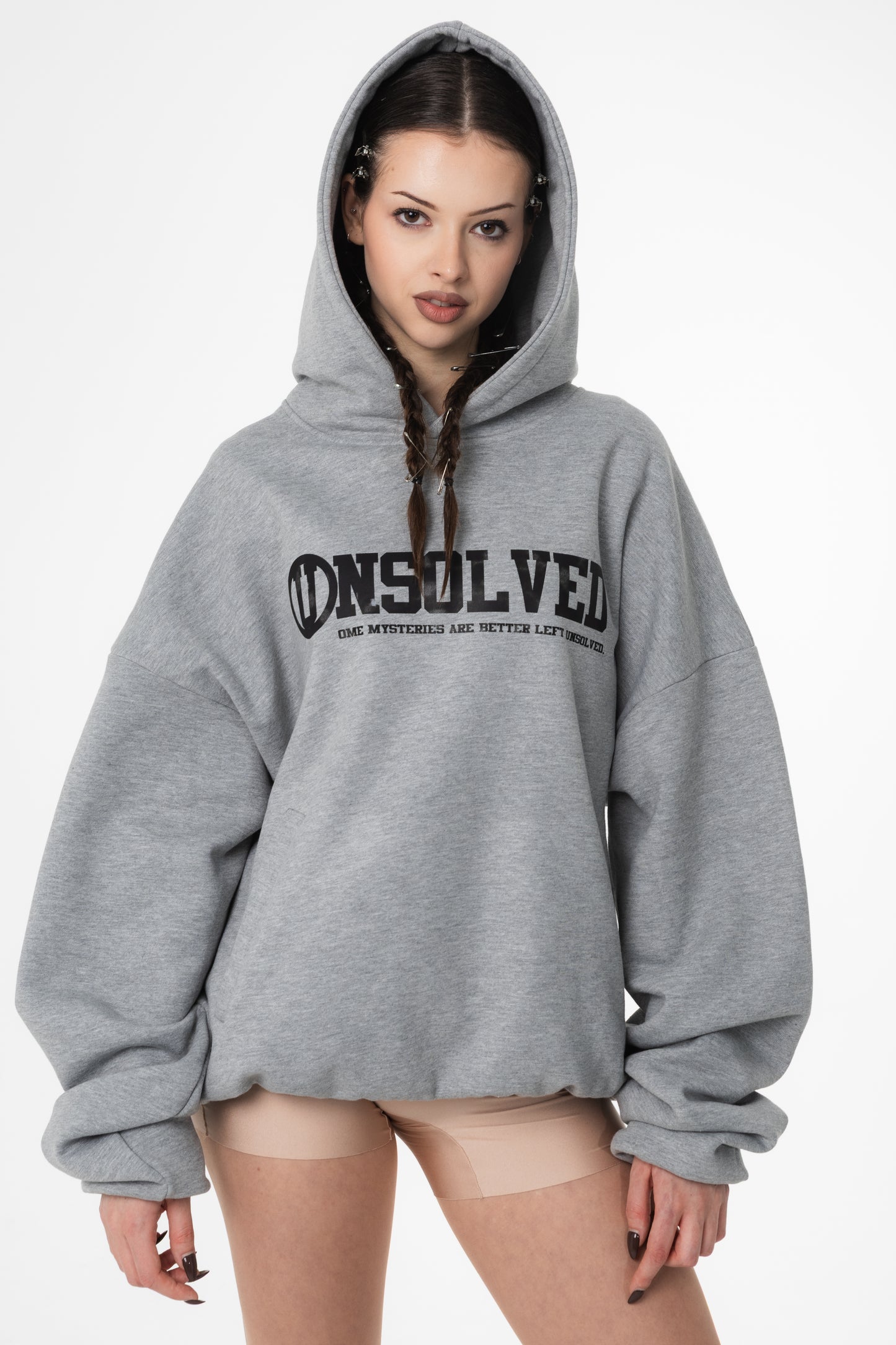 UNSOLVED SIGNATURE GREY LOGO HOODIE