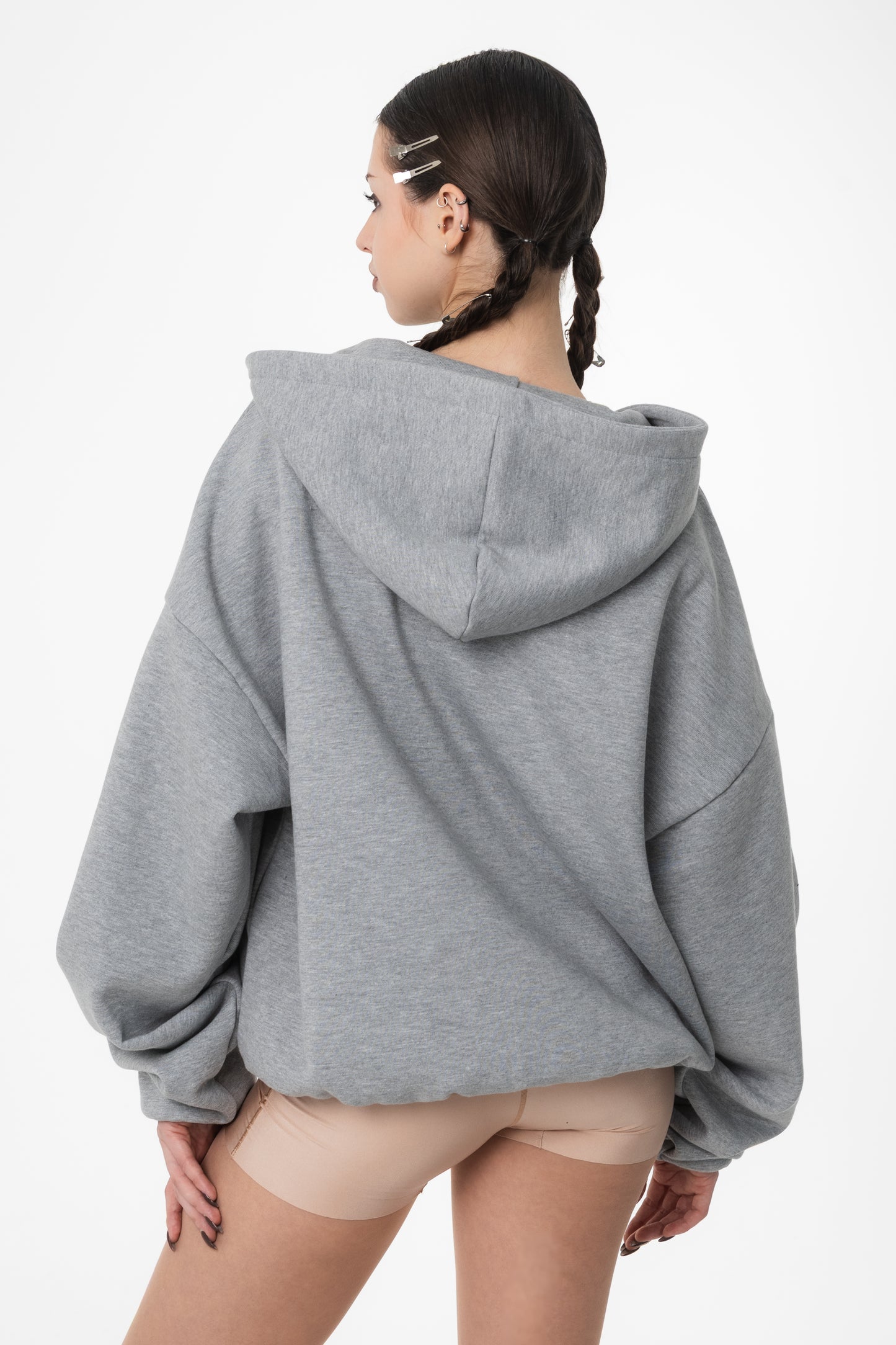 UNSOLVED SIGNATURE LOGO GREY ZIP HOODIE